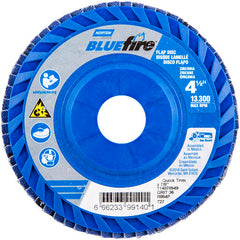 ‎4-1/2 × 7/8″ BlueFire Plastic Flat Flap Disc Type 27 P36 Grit R884P Zirconia Alumina - Industrial Tool & Supply