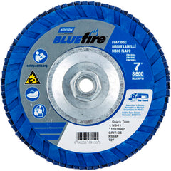 ‎7 × 5/8 - 11″ BlueFire Plastic Flat Flap Disc Type 27 P36 Grit R884P Zirconia Alumina - Industrial Tool & Supply