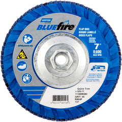 ‎7 × 5/8 - 11″ BlueFire Plastic Flat Flap Disc Type 27 P40 Grit R884P Zirconia Alumina - Industrial Tool & Supply