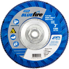 ‎7 × 5/8 - 11″ BlueFire Plastic Flat Flap Disc Type 27 P60 Grit R884P Zirconia Alumina - Industrial Tool & Supply