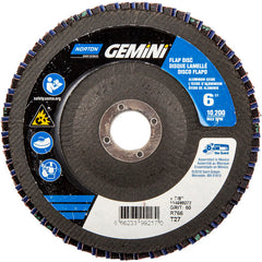6 × 7/8″ Gemini Fiberglass HD Flat Flap Disc Type 27 P60 Grit R766 Zirconia Alumina - Industrial Tool & Supply