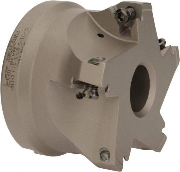 Iscar - 5 Inserts, 3" Cut Diam, 1" Arbor Diam, 0.512" Max Depth of Cut, Indexable Square-Shoulder Face Mill - 0/90° Lead Angle, 2" High, HM390 TDKT 1505 Insert Compatibility, Through Coolant, Series HeliIQMill - Industrial Tool & Supply