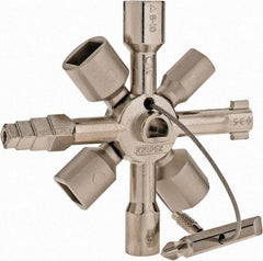Knipex - 1 Piece Cabinet Key - 5, 6 to 7, 8 to 9, 10 to 11mm Square Capacity, 7 to 8, 9 to 10, 11 to 12mm Triangular Capacity, 3 to 5 mm Two-Way Key Bit Capacity, 6mm Half Moon Capacity - Industrial Tool & Supply