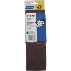 Norton - 3" Wide x 21" OAL, 120 Grit, Aluminum Oxide Abrasive Belt - Industrial Tool & Supply