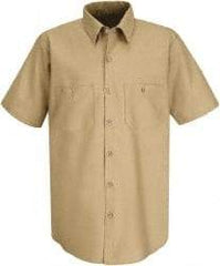 VF Imagewear - Size 3XL, Khaki, General Purpose, Short Sleeve Button Down Shirt - 56" Chest, 2 Pockets, Cotton/Poly Blend - Industrial Tool & Supply