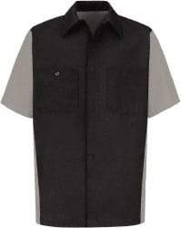 VF Imagewear - Size M, Gray, General Purpose, Short Sleeve Button Down Shirt - 42" Chest, 3 Pockets, Cotton/Poly Blend - Industrial Tool & Supply