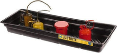 Justrite - 12 Gallon Capacity, 16 Inch Long x 46 Inch Wide, Polyurethane Spill Tray - 16 Inch Diameter, 5-1/2 Inch High, Black - Industrial Tool & Supply