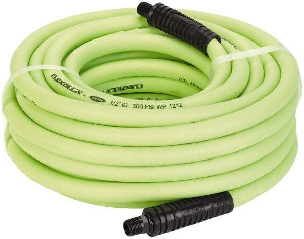 Legacy - 1/2" ID x 0.74" OD 50' Long Multipurpose Air Hose - MNPT x MNPT Ends, 300 Working psi, 140°, 3/8" Fitting, Green - Industrial Tool & Supply