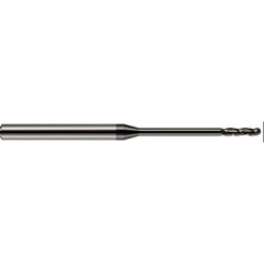 Ball End Mill: 0.08″ Dia, 0.75″ LOC, 3 Flute, Solid Carbide 2-1/2″ OAL, 1/8″ Shank Dia, 30 ° Helix, Amorphous Diamond Coated, Single End