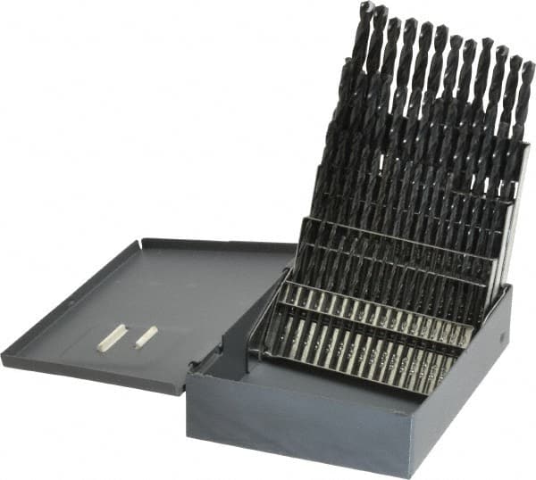 Hertel - 135° Point, Oxide Finish, High Speed Steel Jobber Length Drill Bit Set - Industrial Tool & Supply