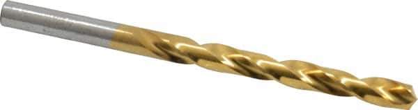 Hertel - Letter J 135° High Speed Steel Jobber Drill - TiN Finish, Right Hand Cut, Spiral Flute, Straight Shank, 4-1/8" OAL, Split Point - Industrial Tool & Supply
