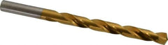 Hertel - Letter Q 135° High Speed Steel Jobber Drill - TiN Finish, Right Hand Cut, Spiral Flute, Straight Shank, 4-3/4" OAL, Split Point - Industrial Tool & Supply