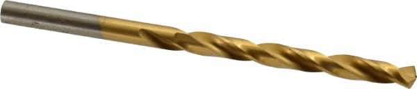 Hertel - #2 135° High Speed Steel Jobber Drill - TiN Finish, Right Hand Cut, Spiral Flute, Straight Shank, 3-7/8" OAL, Split Point - Industrial Tool & Supply