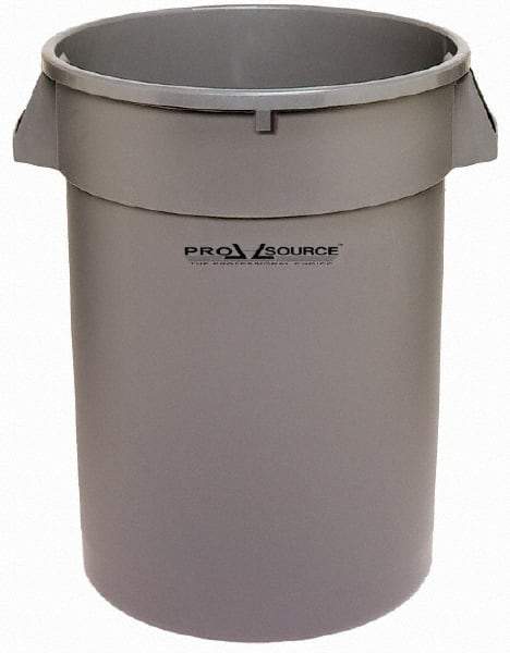 PRO-SOURCE - 32 Gal Gray Round Trash Can - Polyethylene, 27-3/4" High - Industrial Tool & Supply