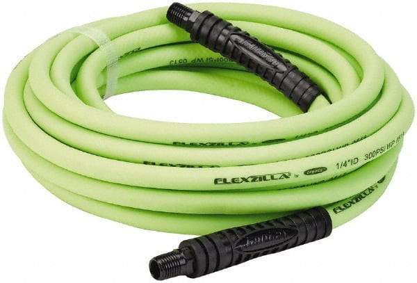 Legacy - 1/4" ID x 0.46" OD 25' Long Multipurpose Air Hose - MNPT x MNPT Ends, 300 Working psi, 140°, 1/4" Fitting, Green - Industrial Tool & Supply