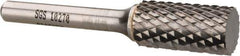 SGS Pro - 1/2" Cut Diam, 1/4" Shank Diam, Cylinder Head Double Cut Burr - Carbide, Flat End, 1" LOC, 2-3/4" OAL - Industrial Tool & Supply
