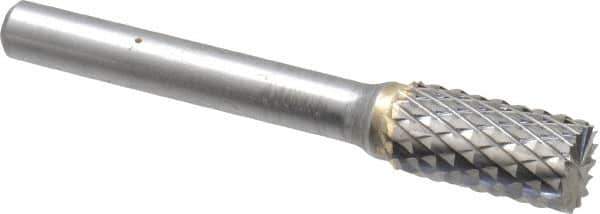 SGS Pro - 3/8" Cut Diam, 1/4" Shank Diam, Cylinder with End Cut Head Double Cut Burr - Carbide, End Cut End, 3/4" LOC, 2-1/2" OAL - Industrial Tool & Supply