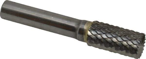 SGS Pro - 1/2" Cut Diam, 3/8" Shank Diam, Cylinder with End Cut Head Double Cut Burr - Carbide, End Cut End, 1" LOC, 3" OAL - Industrial Tool & Supply