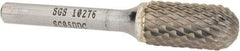 SGS Pro - 1/2" Cut Diam, 1/4" Shank Diam, Cylinder with Radius Head Double Cut Burr - Carbide, Radius End, 1" LOC, 2-3/4" OAL - Industrial Tool & Supply