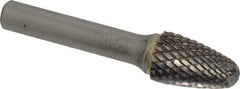 SGS Pro - 5/8" Cut Diam, 3/8" Shank Diam, Tree with Radius Head Double Cut Burr - Carbide, Radius End, 1" LOC, 3" OAL - Industrial Tool & Supply