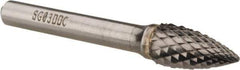 SGS Pro - 3/8" Cut Diam, 1/4" Shank Diam, Tree Head Double Cut Burr - Carbide, Point End, 3/4" LOC, 2-1/2" OAL - Industrial Tool & Supply