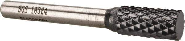 SGS Pro - 3/8" Cut Diam, 1/4" Shank Diam, Cylinder Head Double Cut Burr - Carbide, Flat End, 3/4" LOC, 2-1/2" OAL - Industrial Tool & Supply