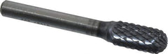 SGS Pro - 3/8" Cut Diam, 1/4" Shank Diam, Cylinder with Radius Head Double Cut Burr - Carbide, Radius End, 3/4" LOC, 2-1/2" OAL - Industrial Tool & Supply