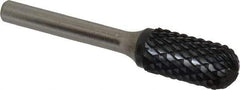 SGS Pro - 1/2" Cut Diam, 1/4" Shank Diam, Cylinder with Radius Head Double Cut Burr - Carbide, Radius End, 1" LOC, 2-3/4" OAL - Industrial Tool & Supply
