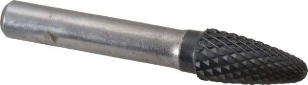 SGS Pro - 1/2" Cut Diam, 3/8" Shank Diam, Tree with Radius Head Double Cut Burr - Carbide, Radius End, 1" LOC, 3" OAL - Industrial Tool & Supply