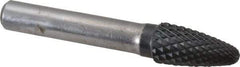 SGS Pro - 1/2" Cut Diam, 3/8" Shank Diam, Tree with Radius Head Double Cut Burr - Carbide, Radius End, 1" LOC, 3" OAL - Industrial Tool & Supply