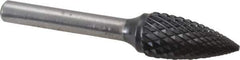 SGS Pro - 1/2" Cut Diam, 1/4" Shank Diam, Tree Head Double Cut Burr - Carbide, Point End, 1" LOC, 2-3/4" OAL - Industrial Tool & Supply