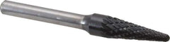 SGS Pro - 3/8" Cut Diam, 1/4" Shank Diam, Taper Head Double Cut Burr - Carbide, Radius End, 1-1/16" LOC, 2-15/16" OAL - Industrial Tool & Supply