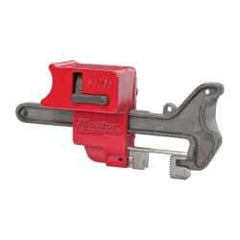 Master Lock - 4 Inch Max Valve Handle Size, Aluminum and Steel Handle On Ball Valve Lockout - 9/32 Inch Max Shackle Diameter, Red - Industrial Tool & Supply