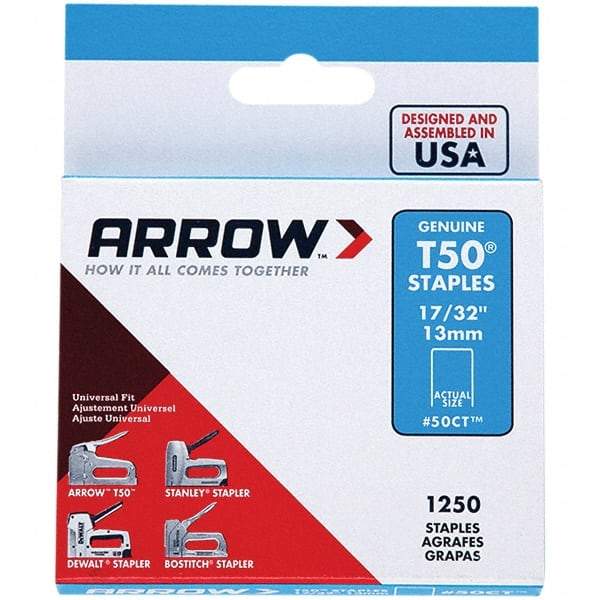 Arrow - 3/8" Wide Galvanized Steel Heavy-Duty Staples - 17/32" Leg Length - Industrial Tool & Supply