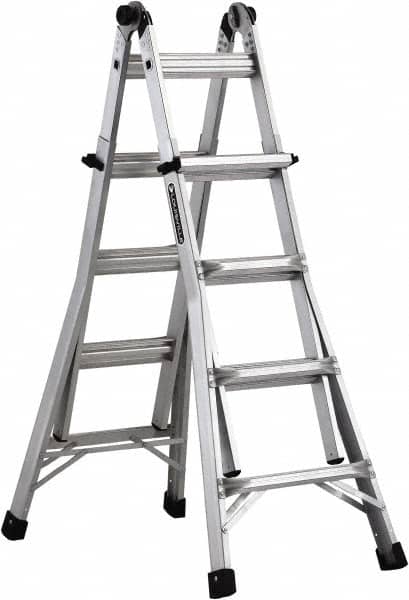 Louisville - 16 Steps, 17' High, Type IA Rating, Aluminum Multi-Use Ladder - Industrial Tool & Supply