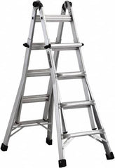 Louisville - 16 Steps, 17' High, Type IA Rating, Aluminum Multi-Use Ladder - Industrial Tool & Supply