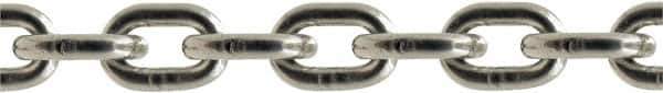 Value Collection - 3/16" Welded Stainless Steel Chain - 1,200 Lb Capacity, Grade 43, Polished Finish - Industrial Tool & Supply