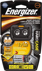 Energizer - White LED Bulb, 200 Lumens, Hands-free Flashlight - Black Plastic Body, 3 AAA Alkaline Batteries Included - Industrial Tool & Supply