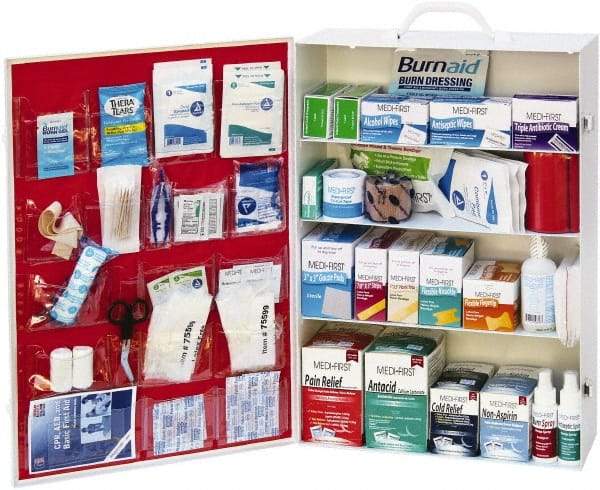 Medique - 1,300 Piece, 125 Person, Industrial First Aid Kit - 15-1/4" Wide x 22-1/4" Deep x 5-1/2" High, Metal Cabinet - Industrial Tool & Supply