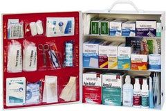 Medique - 1,100 Piece, 100 Person, Industrial First Aid Kit - 13-3/4" Wide x 16-1/4" Deep x 5-1/2" High, Metal Cabinet - Industrial Tool & Supply