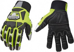 Youngstown - Size 3XL (12), ANSI Cut Lvl 4, Puncture Lvl 4, Abrasion Lvl 4, Cut & Puncture Resistant Gloves - Kevlar Lining, Slip-On Cuff, Hi-Vis Lime/Black, Paired - Industrial Tool & Supply