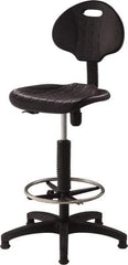 NPS - 18 Inch Wide x 17 Inch Deep x 39 to 47 Inch High, Plastic Base, Polyurethane Chair - Polyurethane Seat, Black - Industrial Tool & Supply