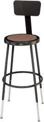 NPS - 14 Inch Wide x 14 Inch Deep x 25 to 32-1/2 Inch High, Steel Base, Adjustable Height Stool - Hardboard Seat, Black - Industrial Tool & Supply