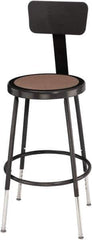 NPS - 14 Inch Wide x 14 Inch Deep x 19 to 26-1/2 Inch High, Steel Base, Adjustable Height Stool - Hardboard Seat, Black - Industrial Tool & Supply