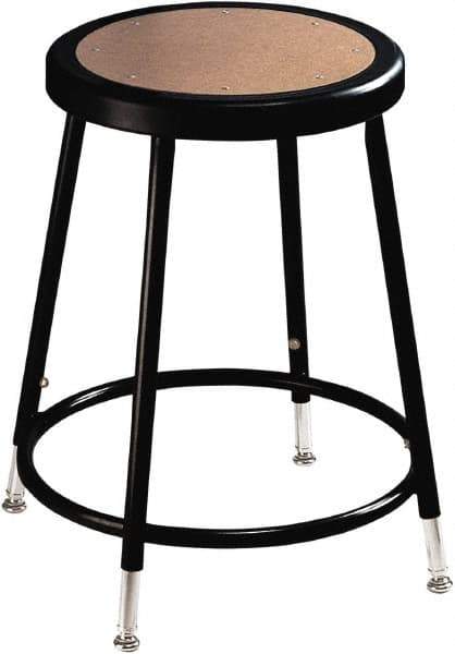 NPS - 14 Inch Wide x 14 Inch Deep x 19 to 26-1/2 Inch High, Steel Base, Adjustable Height Stool - Hardboard Seat, Black - Industrial Tool & Supply