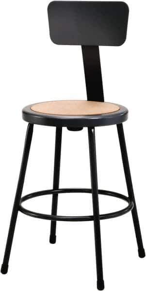 NPS - 24 Inch High, Stationary Fixed Height Stool with Adjustable Height Backrest - 14 Inch Deep x 14 Inch Wide, Hardboard Seat, Black - Industrial Tool & Supply