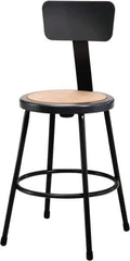 NPS - 24 Inch High, Stationary Fixed Height Stool with Adjustable Height Backrest - 14 Inch Deep x 14 Inch Wide, Hardboard Seat, Black - Industrial Tool & Supply