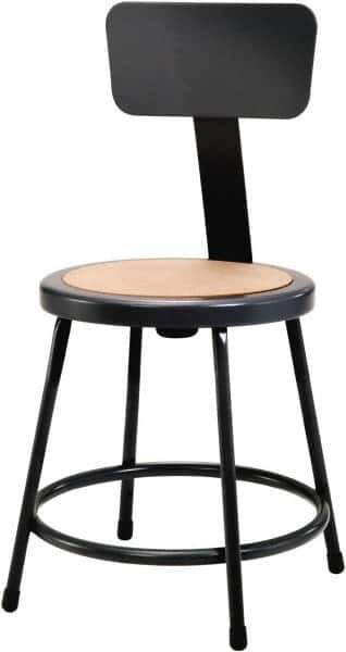 NPS - 18 Inch High, Stationary Fixed Height Stool with Adjustable Height Backrest - 14 Inch Deep x 14 Inch Wide, Hardboard Seat, Black - Industrial Tool & Supply