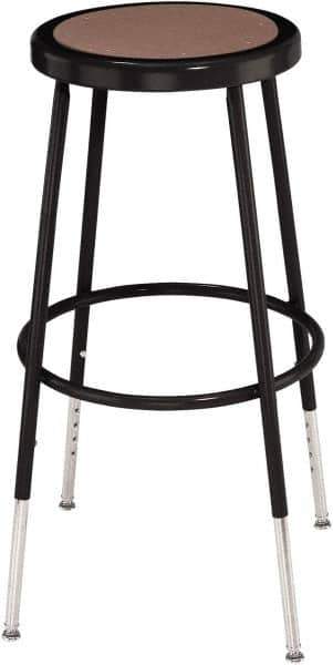 NPS - 14 Inch Wide x 14 Inch Deep x 25 to 33 Inch High, Steel Base, Adjustable Height Stool - Hardboard Seat, Black - Industrial Tool & Supply