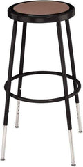 NPS - 14 Inch Wide x 14 Inch Deep x 25 to 33 Inch High, Steel Base, Adjustable Height Stool - Hardboard Seat, Black - Industrial Tool & Supply